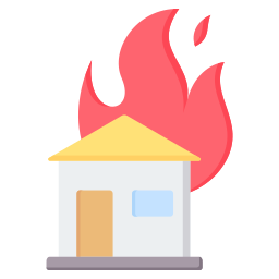 dom w ogniu ikona