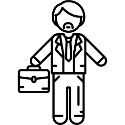 uomo d'affari con la valigia icona