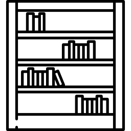 Bookshelf with books icon