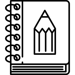cuaderno de bocetos con lápiz icono