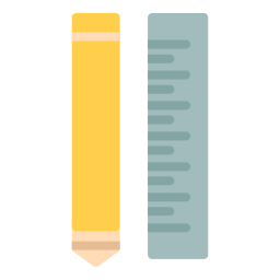 crayon et règle Icône
