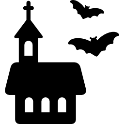 chiesa con pipistrelli icona