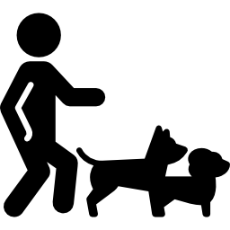 persona che passeggia con il cane icona