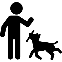 uomo cane e bastone icona