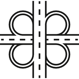 cruce de carreteras icono
