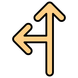 Go straight or left icon