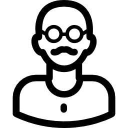 Bald man with mostache and glasses icon