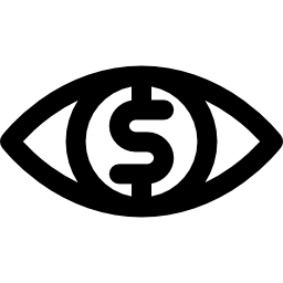 ojo con símbolo de dólar icono