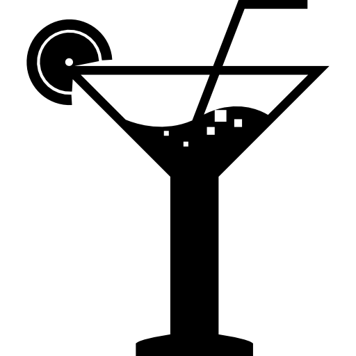 Cocktail with a straw and slice of lemon  icon