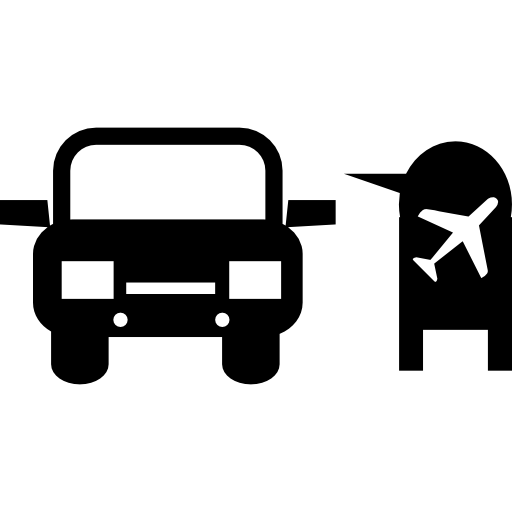 carro e máquina de bilhetes com placa de avião  Ícone