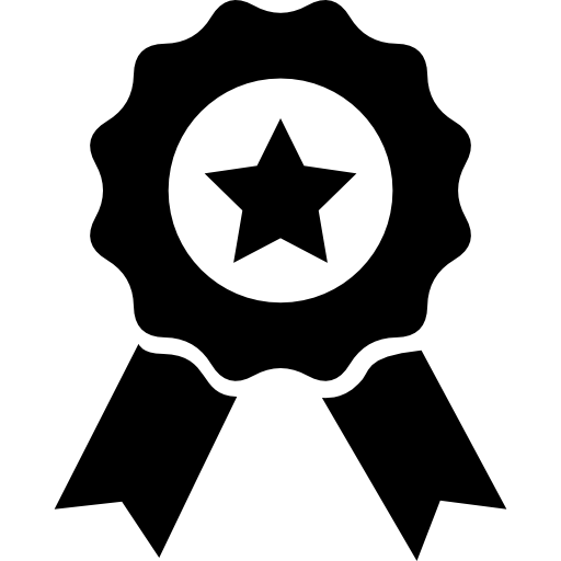 emblema do prêmio com estrela e fita  Ícone