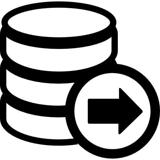 database met pijl naar rechts  icoon