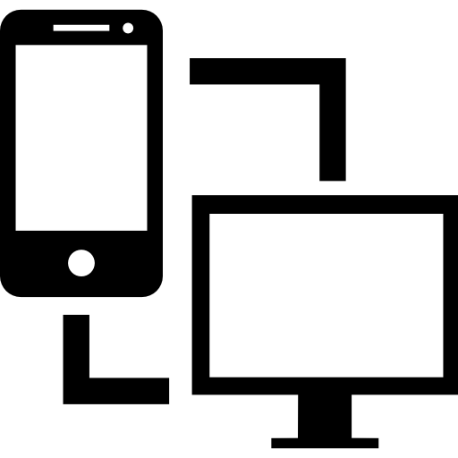 comunicação entre computador e telefone celular  Ícone