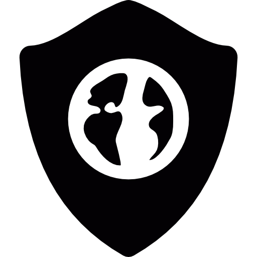 Earth symbol on protection shield  icon