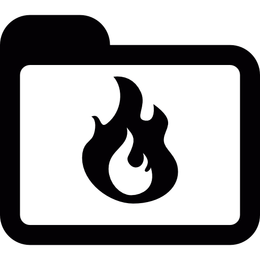 carpeta con una llama  icono