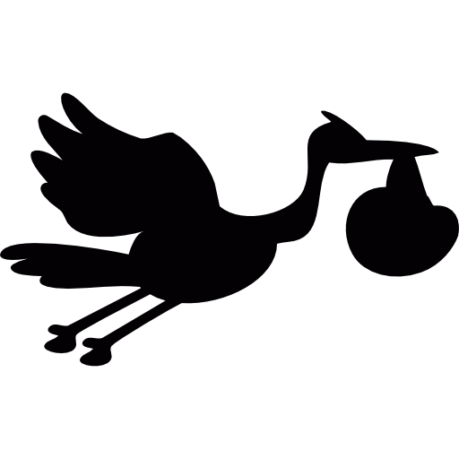Stork flying with a baby  icon