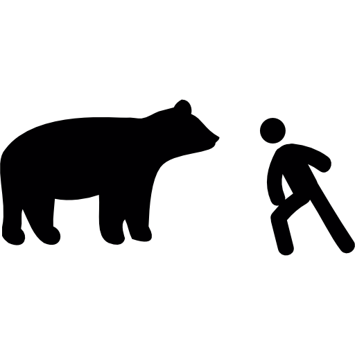 mężczyzna przed niedźwiedziem Pictograms Fill ikona