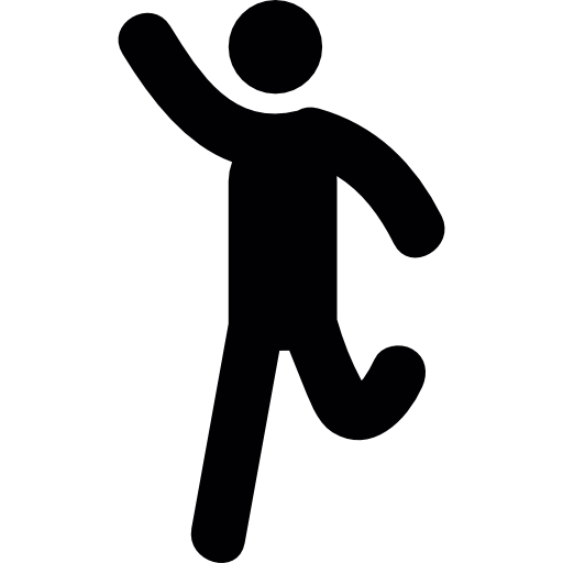 Бегущий человек с поднятой рукой  иконка