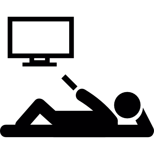 uomo sdraiato e guardando la tv  icona