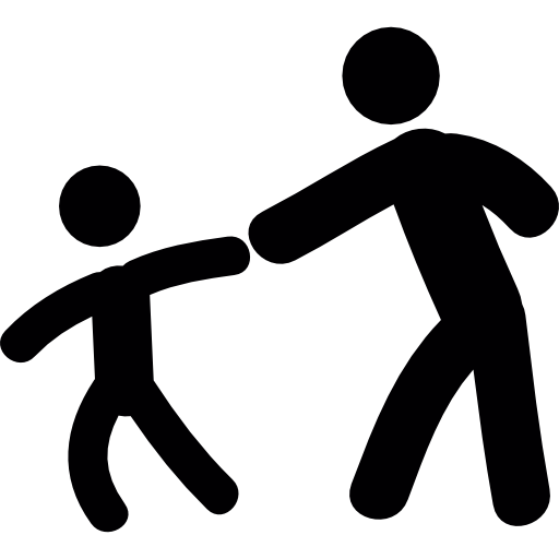 Child dragging his father Pictograms Fill icon