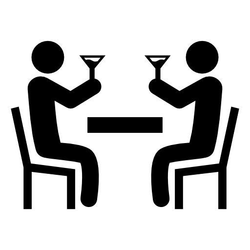 par de hombres bebiendo en un bar.  icono