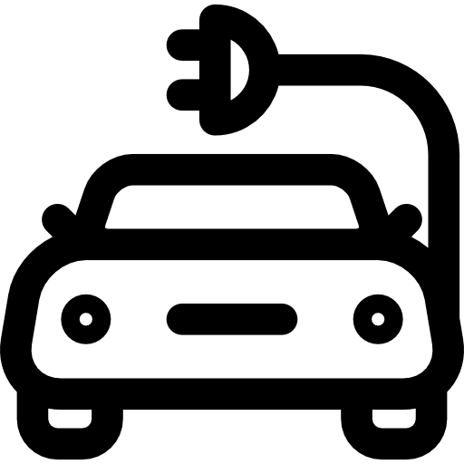 samochód elektryczny Curved Lineal ikona