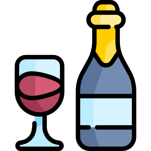 vino Kawaii Lineal color icono