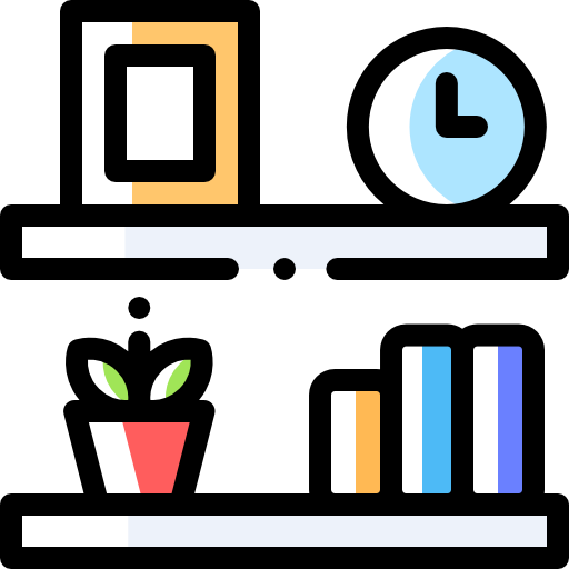 Bookshelf Detailed Rounded Color Omission icon