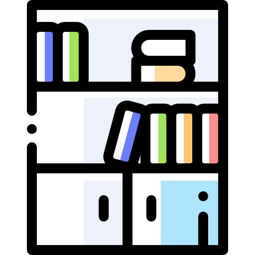 Bookshelf Detailed Rounded Color Omission icon
