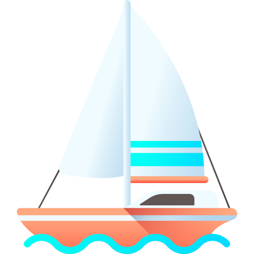 barca a vela 3D Color icona