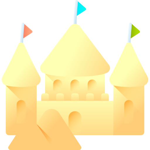 castello di sabbia 3D Color icona