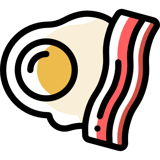 Egg and bacon Detailed Rounded Color Omission icon