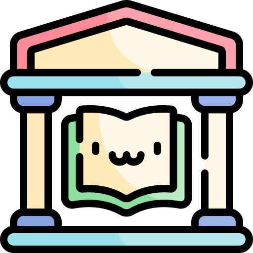 biblioteca Kawaii Lineal color icona