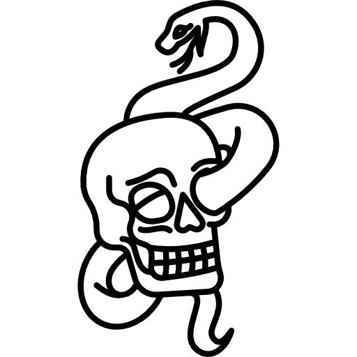 cráneo y serpiente  icono