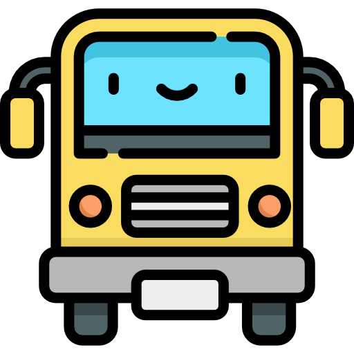 schoolbus Kawaii Lineal color icoon