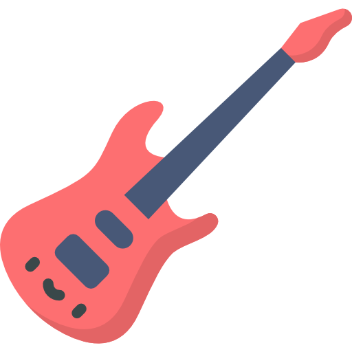 chitarra elettrica Kawaii Flat icona