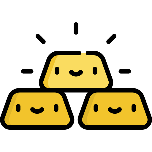 gouden staaf Kawaii Lineal color icoon