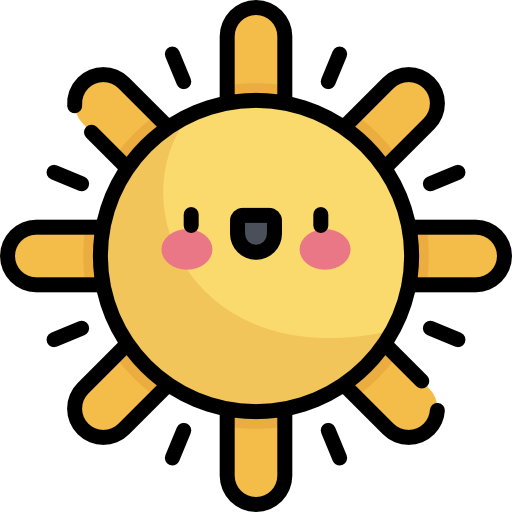 солнце Kawaii Lineal color иконка