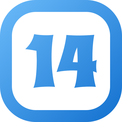 Number 14 Generic gradient fill icon