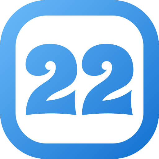 numer 22 Generic gradient fill ikona