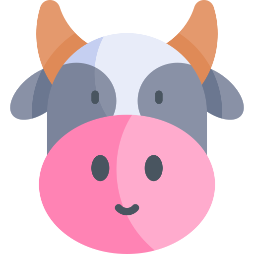 Корова Kawaii Flat иконка