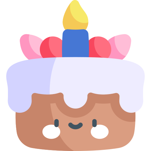 Торт на день рождения Kawaii Flat иконка