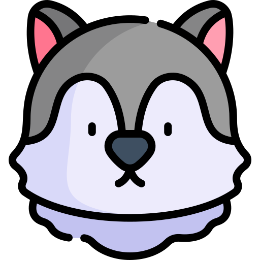 lobo Kawaii Lineal color icono