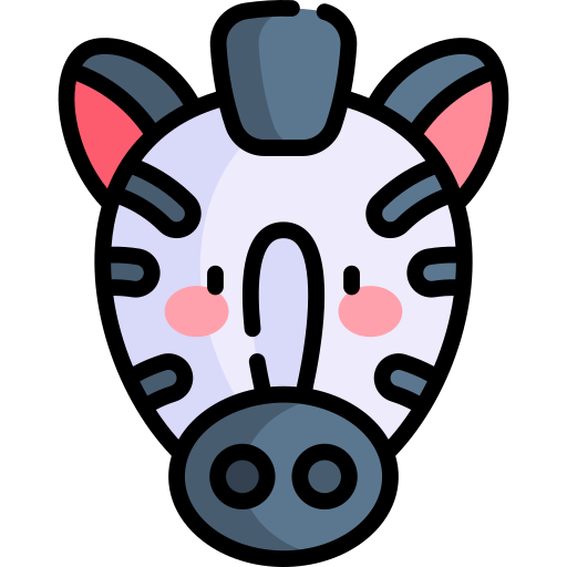 zebra Kawaii Lineal color ikona