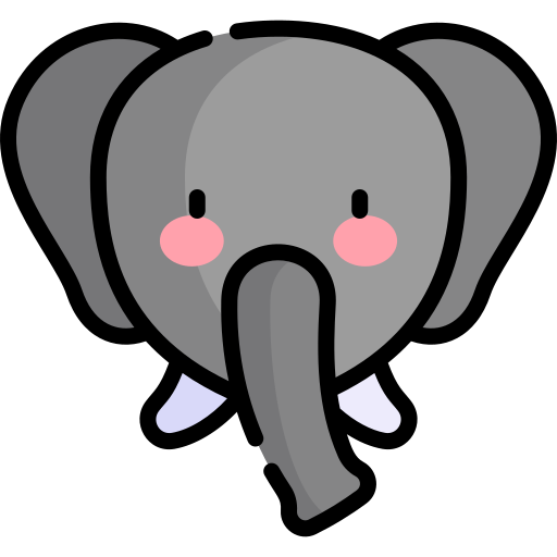 olifant Kawaii Lineal color icoon