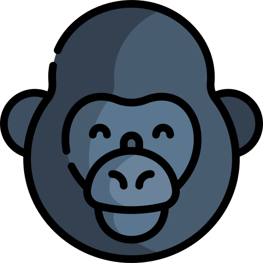gorila Kawaii Lineal color icono