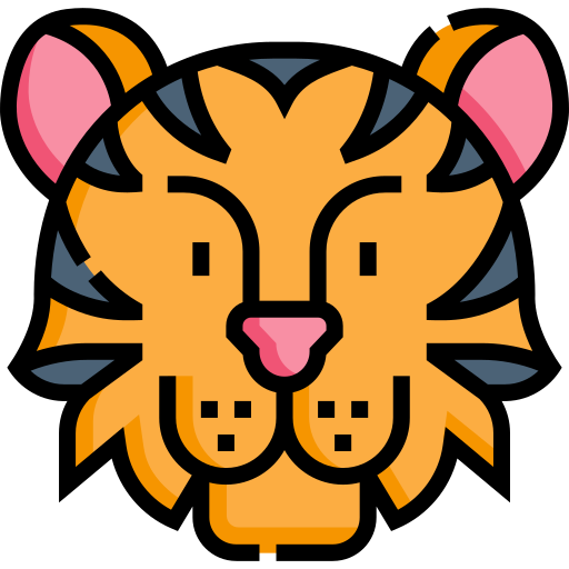 Тигр Detailed Straight Lineal color иконка