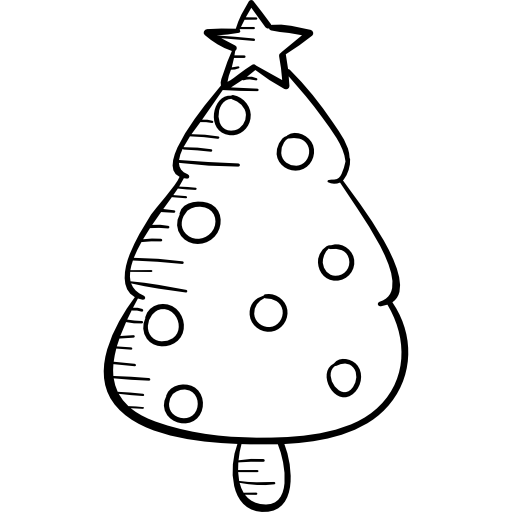 Christmas Tree Hand Drawn Black icon