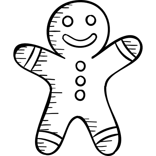 boneco de gengibre Hand Drawn Black Ícone