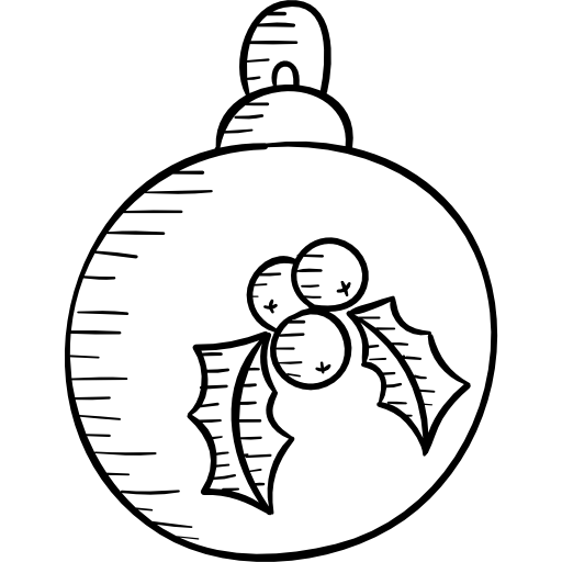 pelota de navidad Hand Drawn Black icono